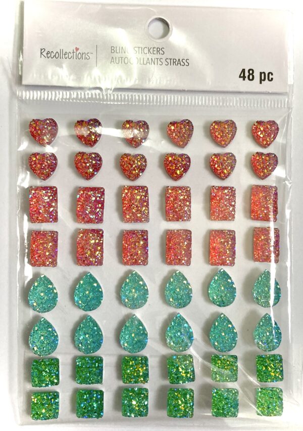 RHINESTONE SHEETS -48pc ASSORTED GLITTER RHINESTONES - Image 2