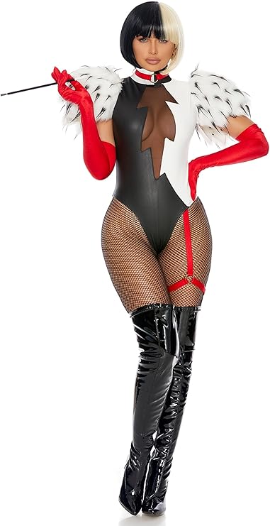 SUPER VILLIAN - Women's Deluxe Cruella themed 3pc. Movie Villain Character Costume - Image 3
