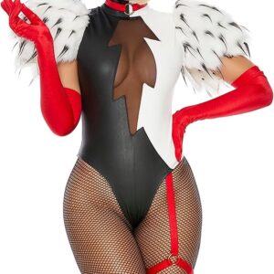 SUPER VILLIAN - Women's Deluxe Cruella themed 3pc. Movie Villain Character Costume