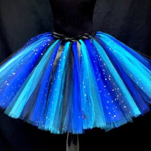 ADULT TUTU – CUSTOM MADE Adult Blue-Black Fluffy Sparkle Tutu - Short Length