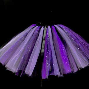 ADULT TUTU – CUSTOM MADE Adult Purple-Black Fluffy Sparkle Tutu - Medium Length