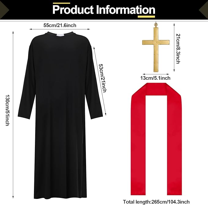 Men's Priest Costume Adult Priest Costume - RED - ONE SIZE - Image 6