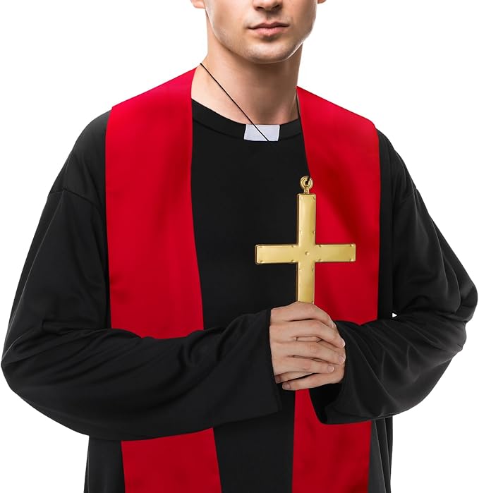 Men's Priest Costume Adult Priest Costume - RED - ONE SIZE - Image 4