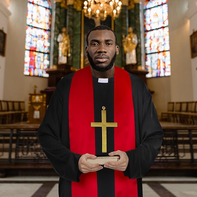 Men's Priest Costume Adult Priest Costume - RED - ONE SIZE - Image 3