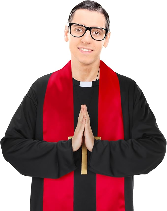 Men's Priest Costume Adult Priest Costume - RED - ONE SIZE - Image 2