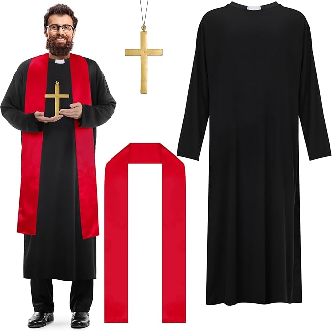 Men's Priest Costume Adult Priest Costume - RED - ONE SIZE