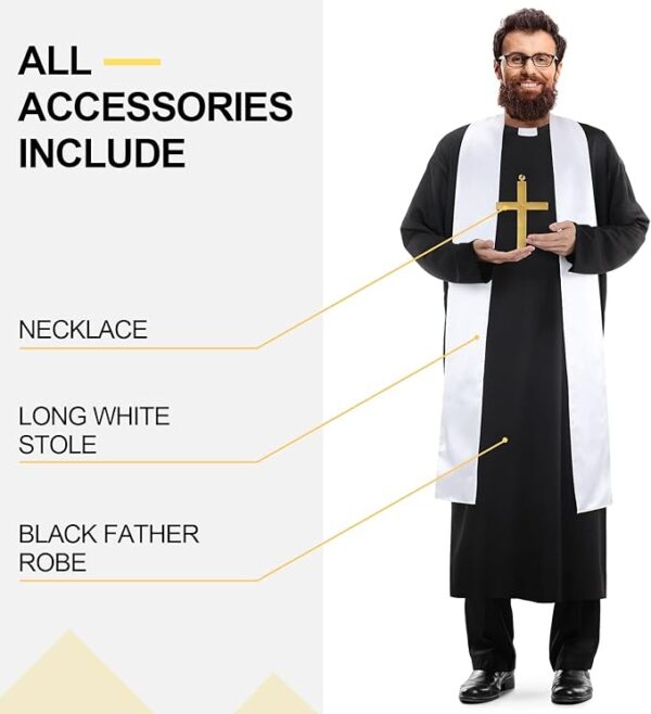 Men's Priest Costume Adult Priest Costume - WHITE - ONE SIZE - Image 5