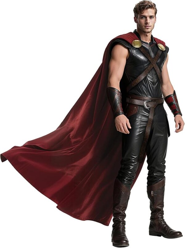 CAPE - Thunder God Cloak Medieval King Cape - BURGUNDY - Image 2