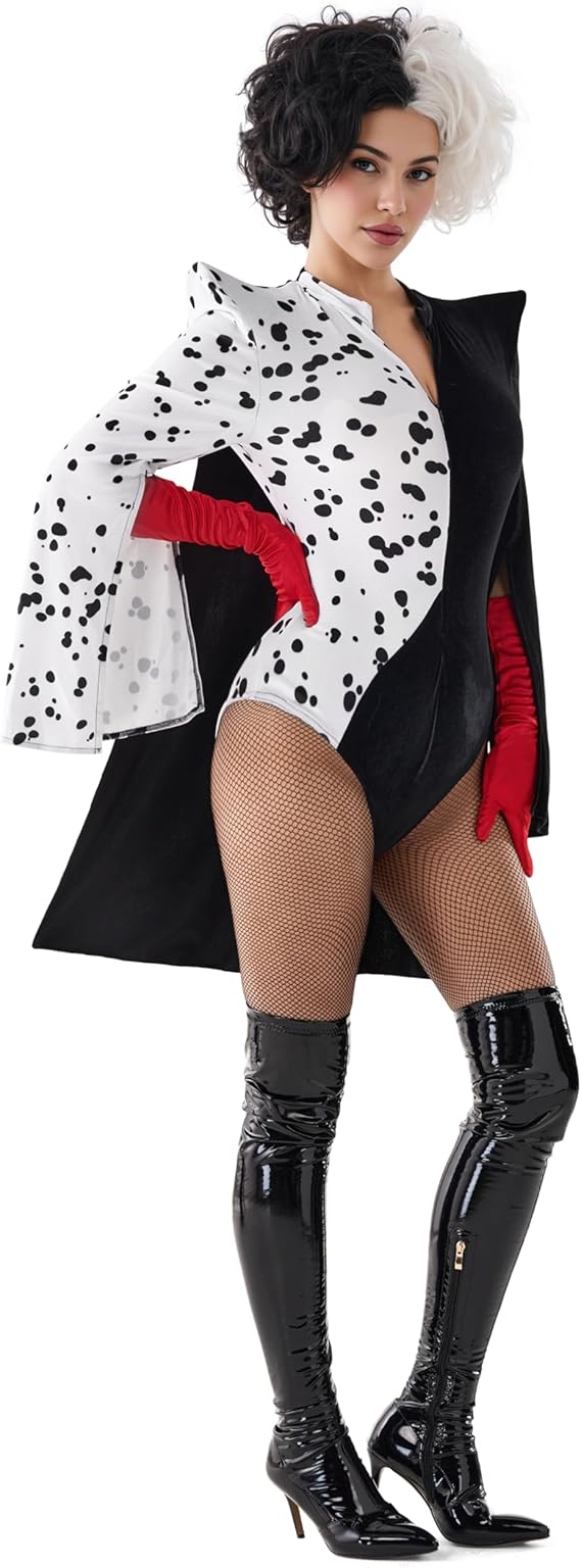 SUPER VILLIAN - Women's Cruella themed Devil Dalmatian costume SIZE: MEDIUM - Image 3