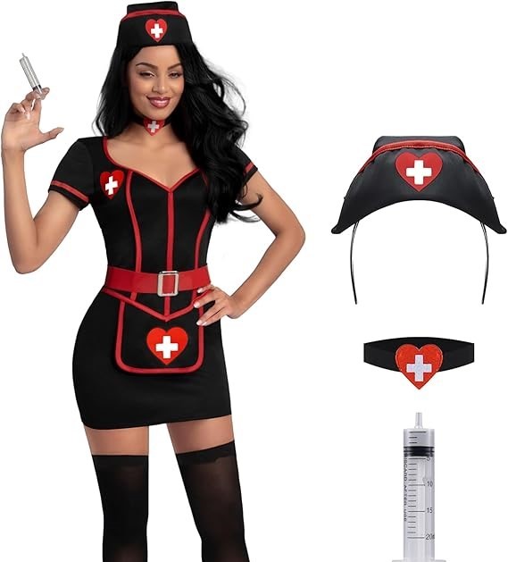 SEXY NURSE - Women's Cardiac Arrest Nurse Costume - BLACK