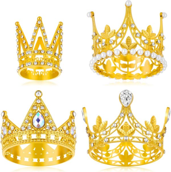Mini Crown Cake Topper - GOLD Small Crown for Flower Bouquets Birthday Tiara Cake Decorations - Image 8
