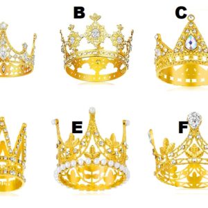 Mini Crown Cake Topper - GOLD Small Crown for Flower Bouquets Birthday Tiara Cake Decorations