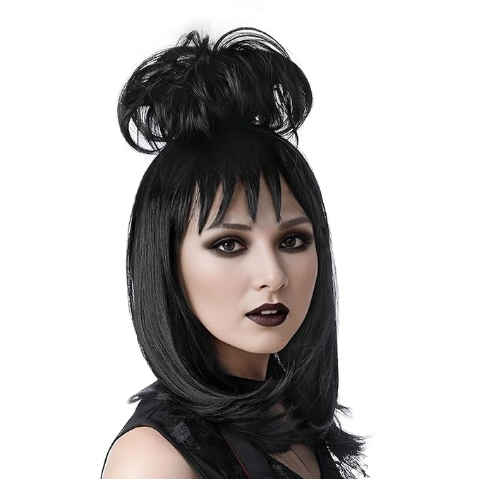 Wig - Black Cosplay Wig with Bun, Bride - Image 4