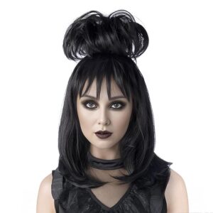 Wig - Black Cosplay Wig with Bun, Bride