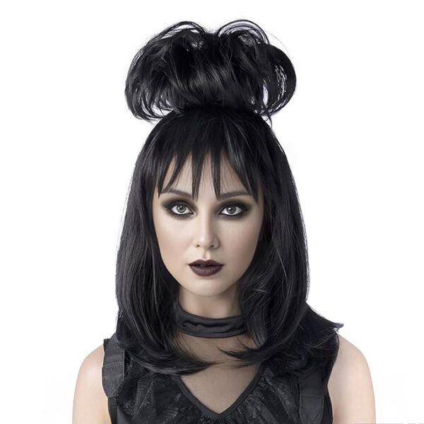 Wig - Black Cosplay Wig with Bun, Bride