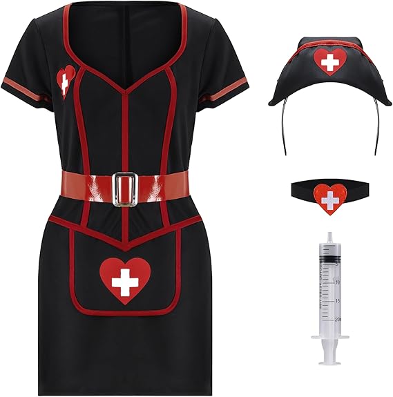 SEXY NURSE - Women's Cardiac Arrest Nurse Costume - BLACK - Image 6