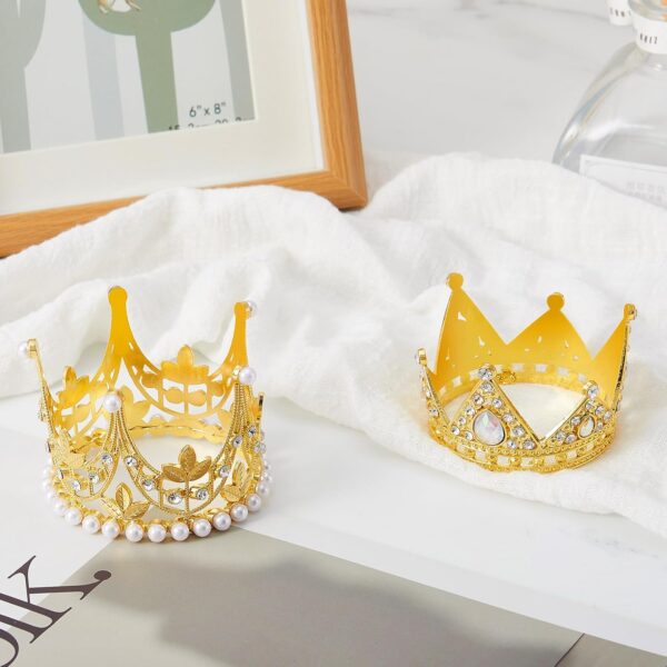 Mini Crown Cake Topper - GOLD Small Crown for Flower Bouquets Birthday Tiara Cake Decorations - Image 7