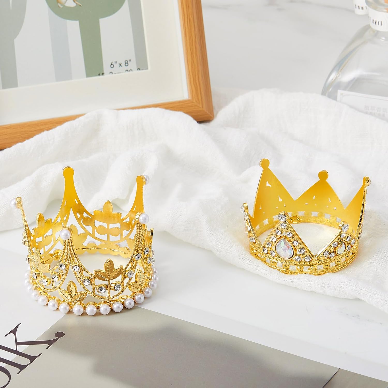 Mini Crown Cake Topper - GOLD Small Crown for Flower Bouquets Birthday Tiara Cake Decorations - Image 7