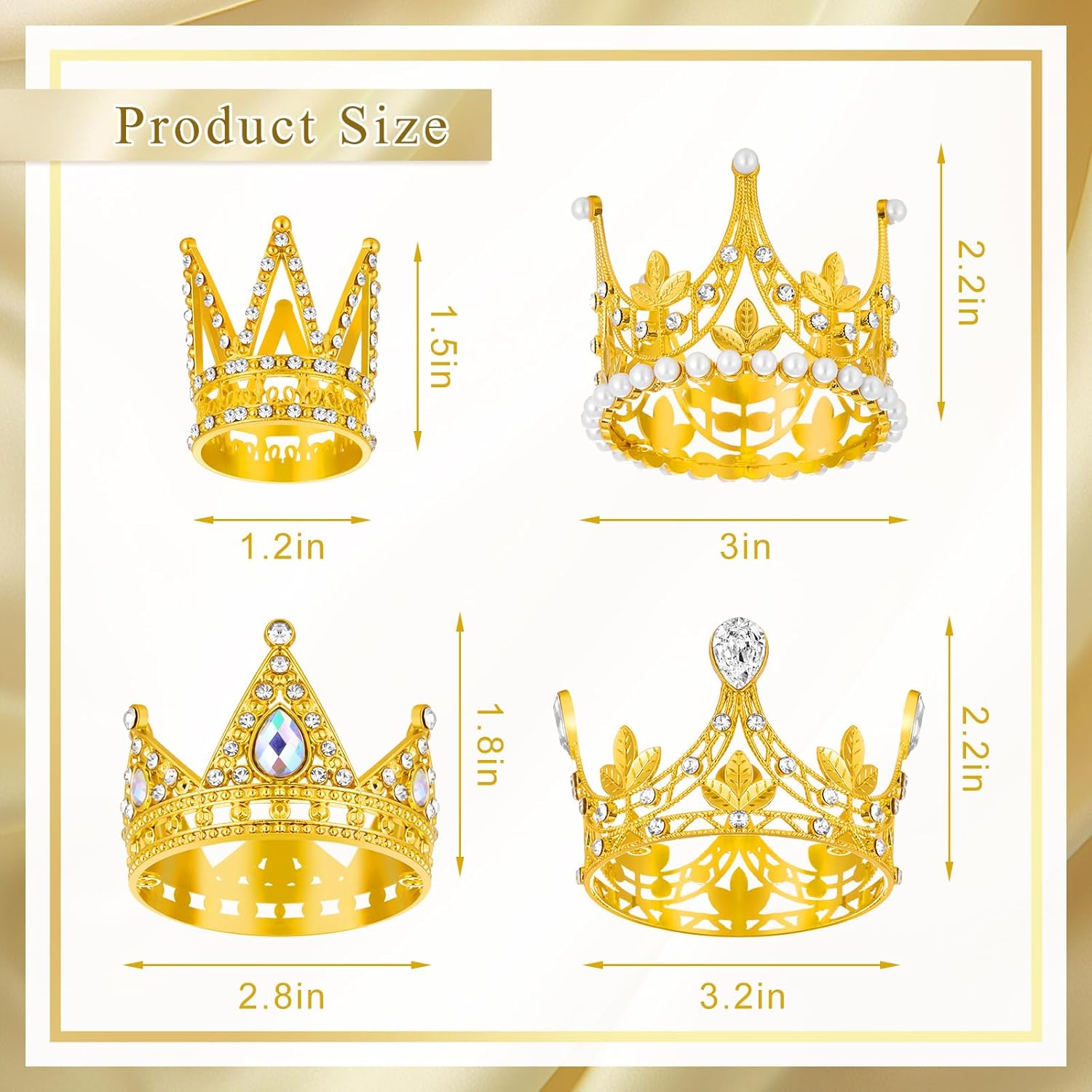 Mini Crown Cake Topper - GOLD Small Crown for Flower Bouquets Birthday Tiara Cake Decorations - Image 2