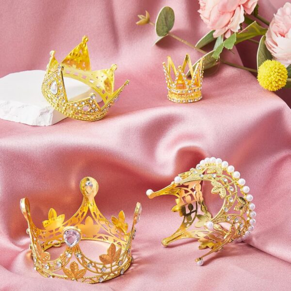 Mini Crown Cake Topper - GOLD Small Crown for Flower Bouquets Birthday Tiara Cake Decorations - Image 6