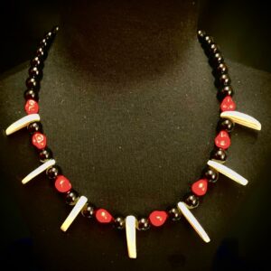 Jungle Teeth Necklace Tribal RED Skull + Fang Necklace