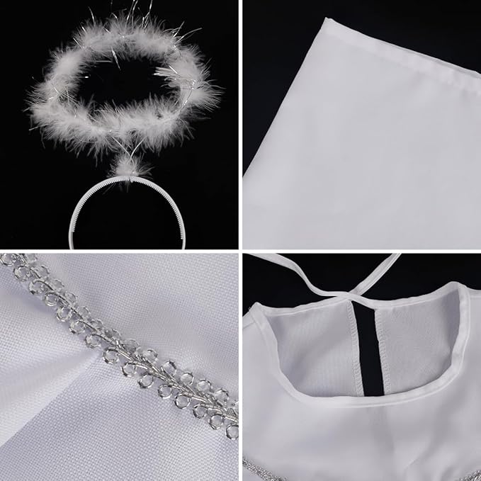CHRISTMAS/NATIVITY COSTUMES - Kids Angel Costume with Halo - Image 4