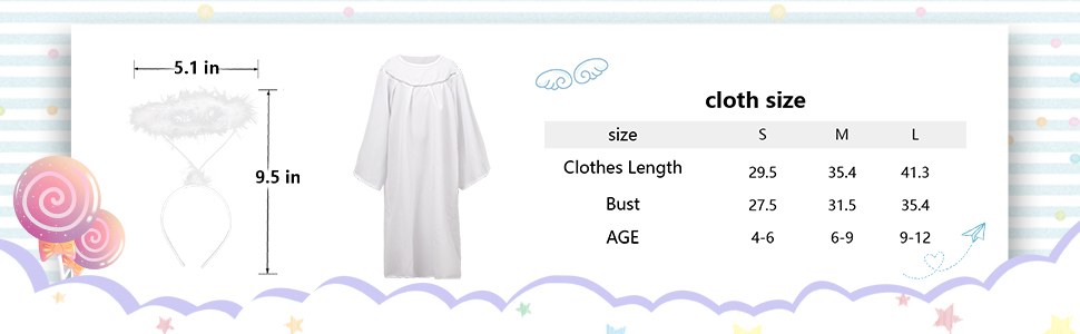 CHRISTMAS/NATIVITY COSTUMES - Kids Angel Costume with Halo - Image 7