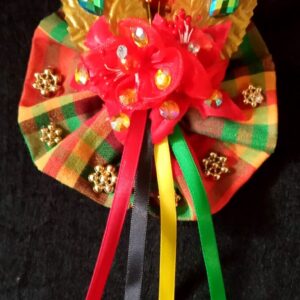 PIN BROOCH - CUSTOM MADE - LARGE Colorful Madras Rhinestone Flower Pin on