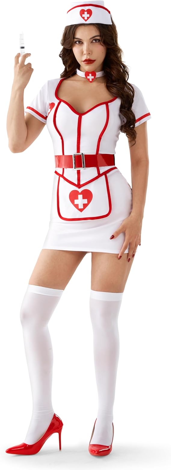 SEXY NURSE - Women's Cardiac Arrest Nurse Costume - WHITE - Image 2