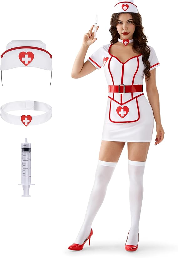 SEXY NURSE - Women's Cardiac Arrest Nurse Costume - WHITE - Image 5