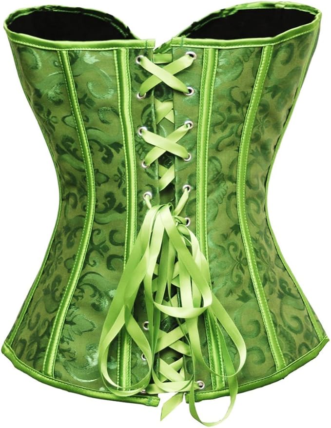 CORSET TOP - GREEN Womens Waist Cincher Bustier Boned Corset SIZE MEDIUM - Image 3