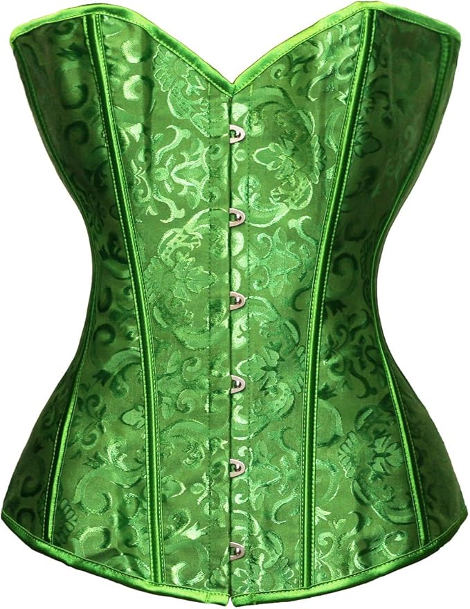 CORSET TOP - GREEN Womens Waist Cincher Bustier Boned Corset SIZE MEDIUM