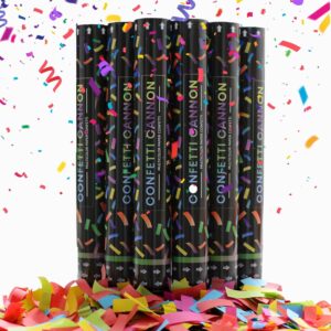 Confetti Cannons Air Compressed Party Poppers - Multicolor 16 Inch Biodegradable Confetti Cannon Party Poppers