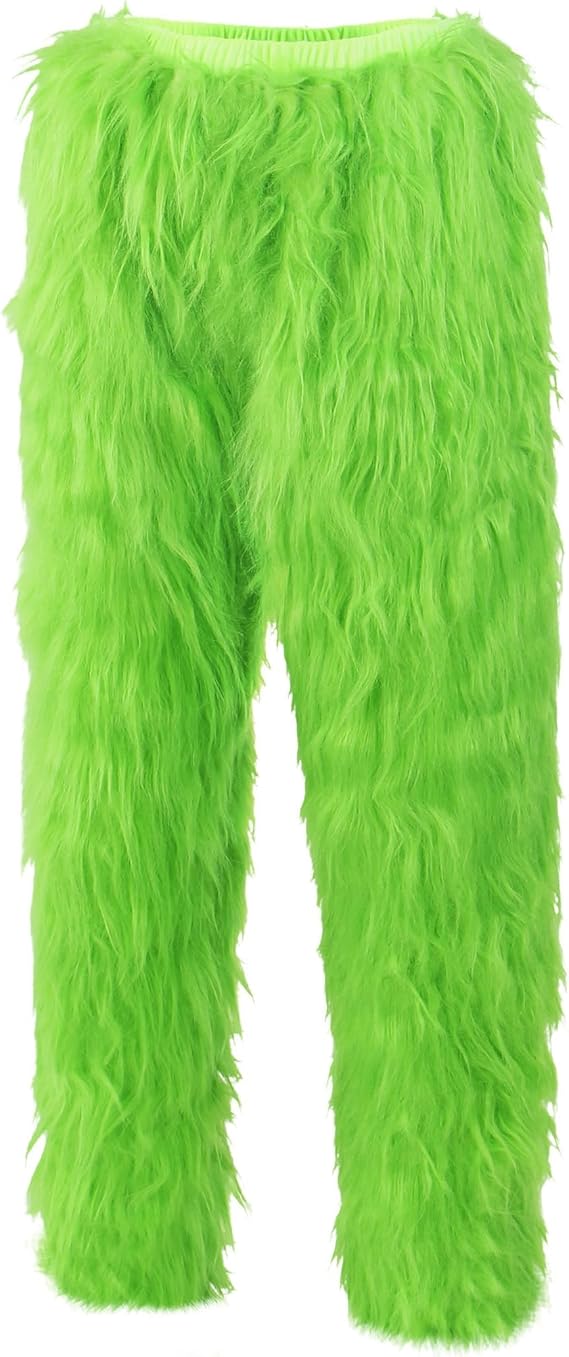 CHRISTMAS COSTUME - MEN - Adult Green Giant Grinch Monster 7PCS Deluxe Santa Suit Furry Xmas Cosplay Outfit - Image 4