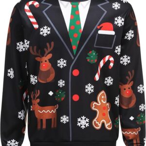 BLACK CHRISTMAS TUXEDO PRINT SWEATSHIRT