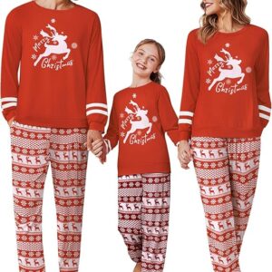Christmas Matching Family Pajamas Sets Merry Red-White Reindeer Pajamas