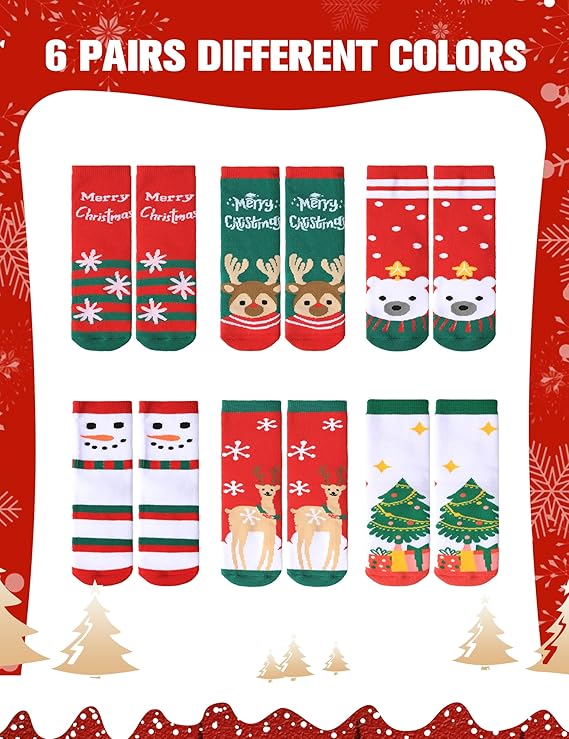 SOCKS - Christmas Socks for Kids Boys Girls Thick Cotton Holiday Socks 5-7Y - Image 4