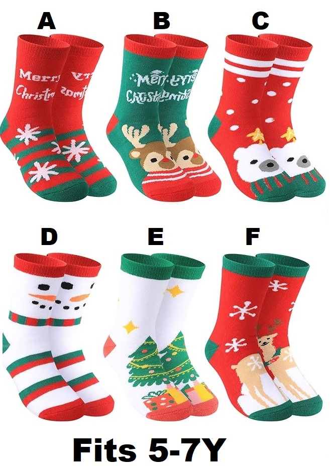 SOCKS - Christmas Socks for Kids Boys Girls Thick Cotton Holiday Socks 5-7Y