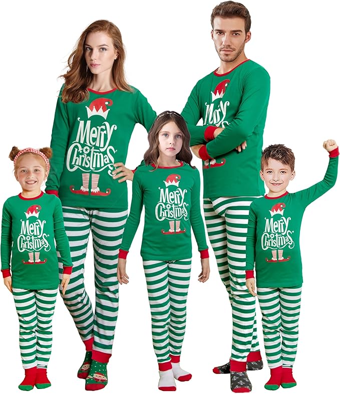 Christmas Matching Family Pajamas Sets Merry Elf Christmas Pajamas