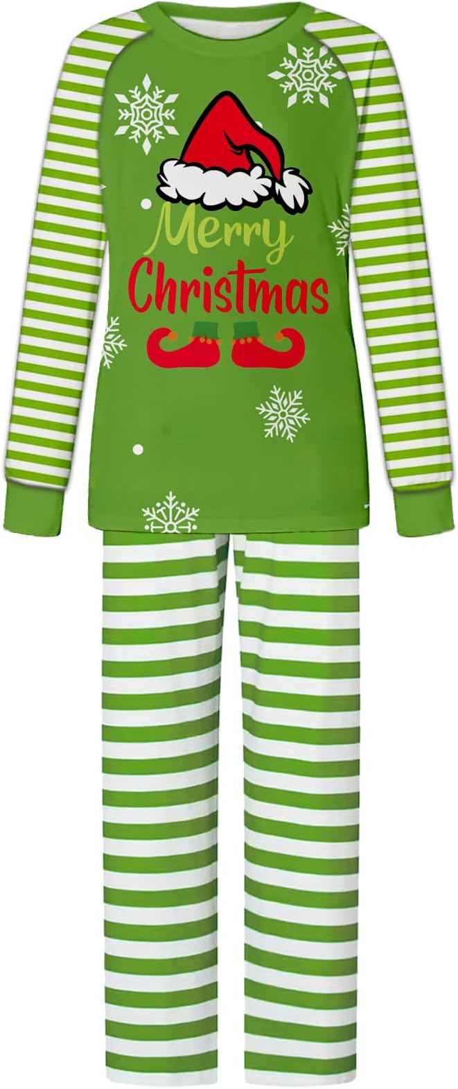 Christmas Matching Pajamas Sets - Green Stripe Christmas pajamas matching set - Image 4
