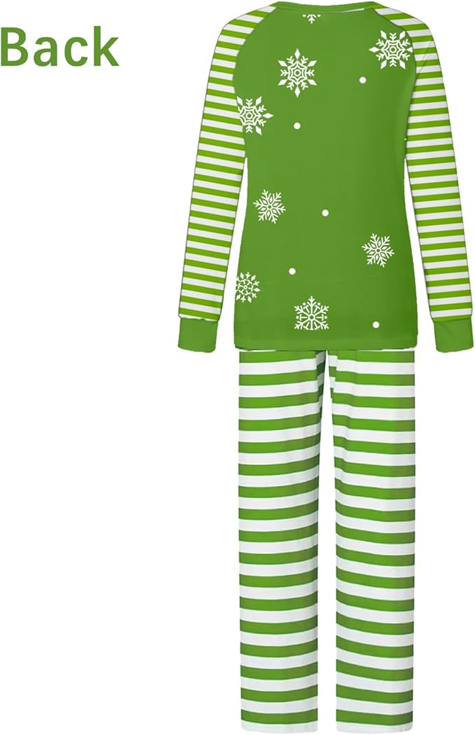 Christmas Matching Pajamas Sets - Green Stripe Christmas pajamas matching set - Image 3