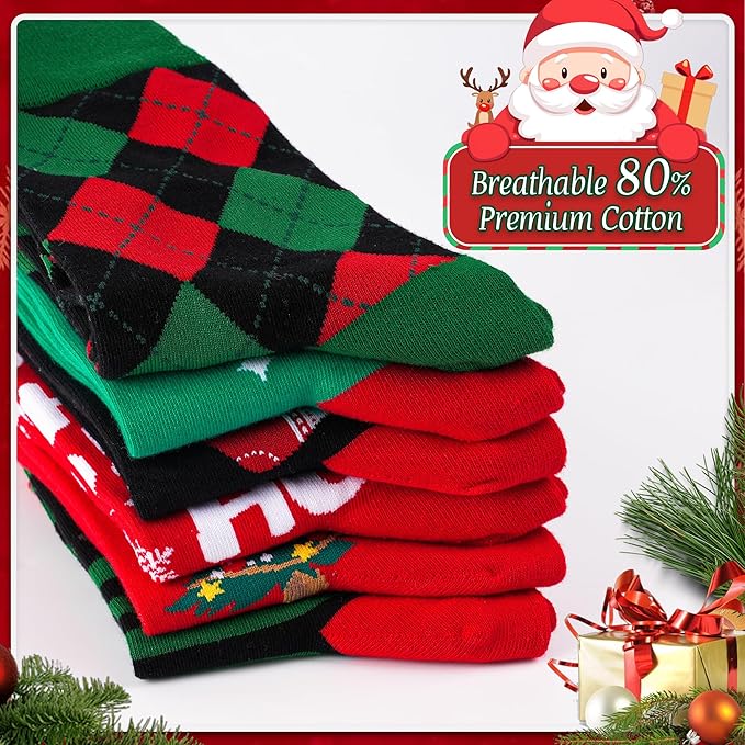 SOCKS - Funny Patterned Christmas Crew Socks for Adults ONE SIZE - Image 3
