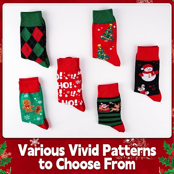 SOCKS - Funny Patterned Christmas Crew Socks for Adults ONE SIZE - Image 2