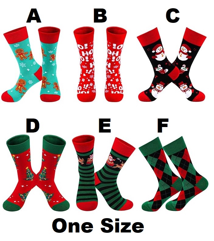 SOCKS - Funny Patterned Christmas Crew Socks for Adults ONE SIZE