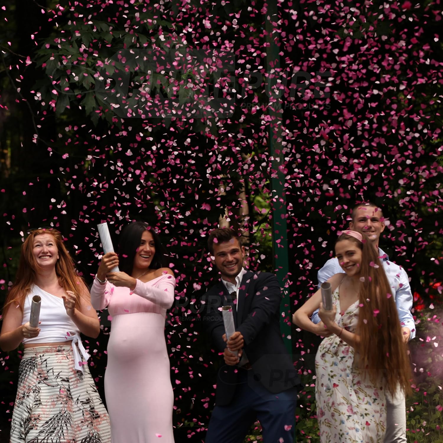 12" Gender Reveal Confetti Cannon - Biodegradable Heart Shaped Confetti Poppers - Image 7