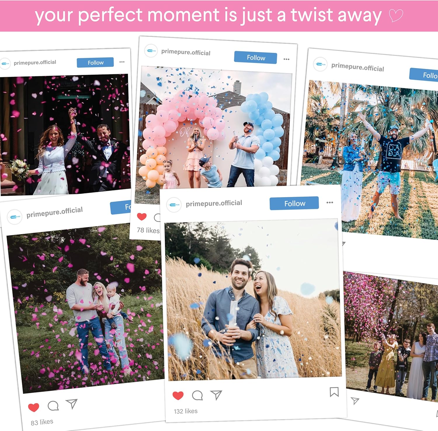 12" Gender Reveal Confetti Cannon - Biodegradable Heart Shaped Confetti Poppers - Image 5