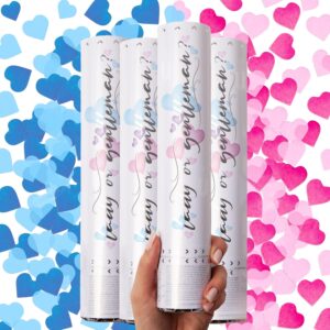 Gender Reveal Confetti Cannon - Biodegradable Heart Shaped Confetti Poppers
