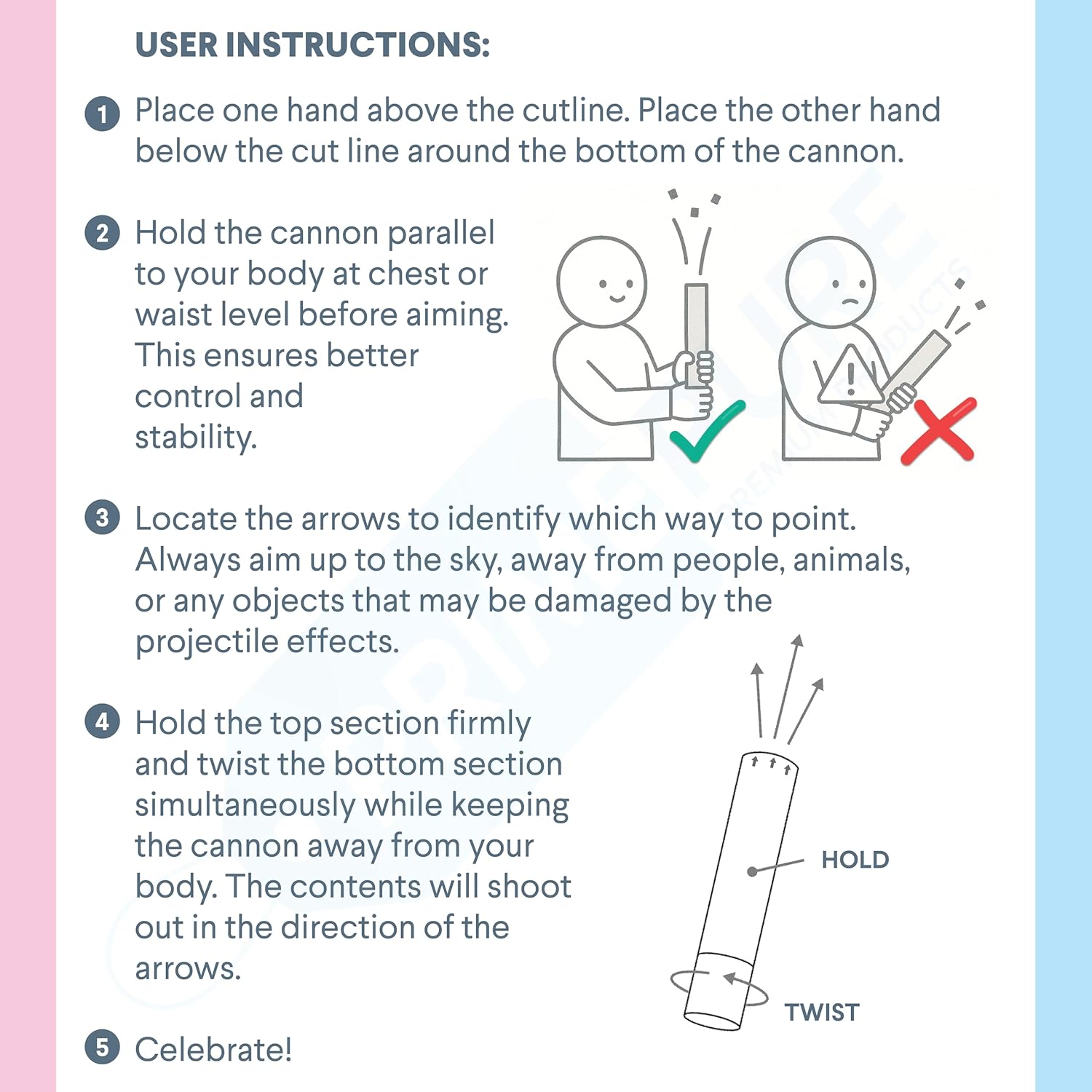 12" Gender Reveal Confetti Cannon - Biodegradable Heart Shaped Confetti Poppers - Image 2