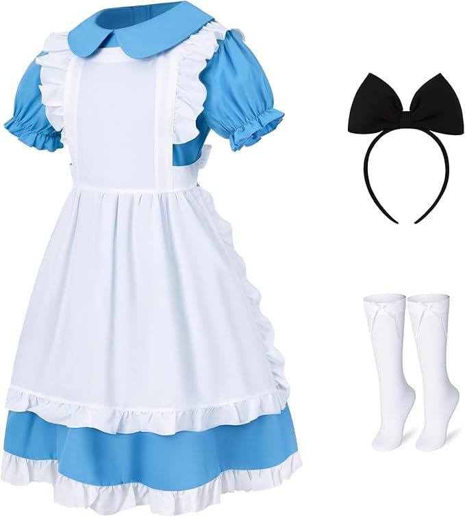 Storybook Girls Wonderland Blue White Alice Dress SIZE 13-14