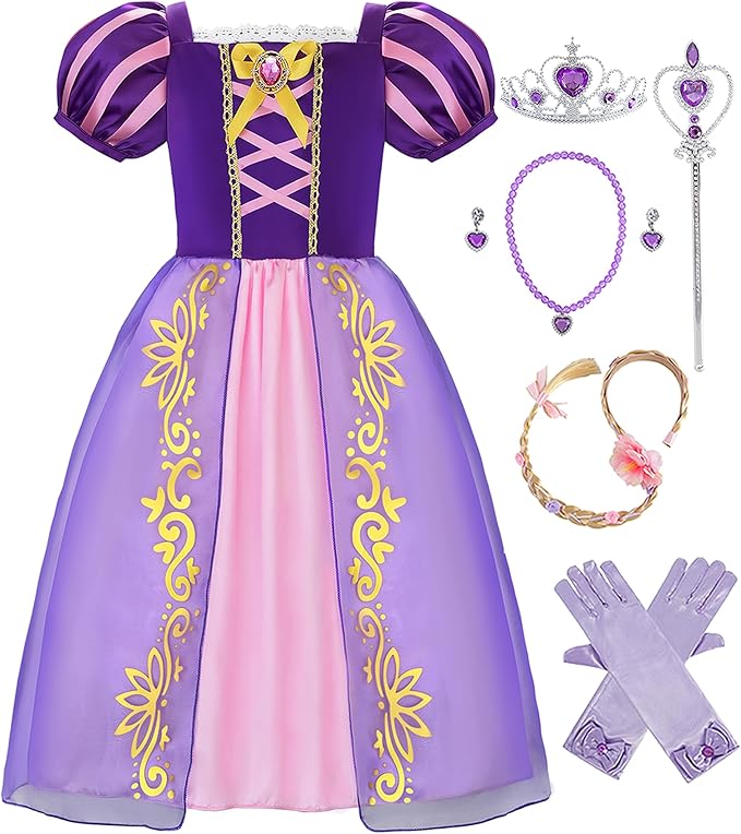 Girls Purple Princess Rapunzel Costume set SIZE 10-12
